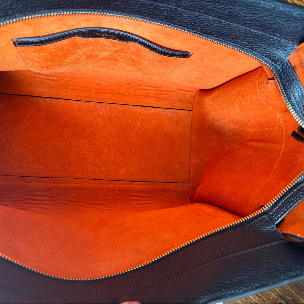 Mulberry Black Leather Tote with Orange Interior - Picture 4 of 12